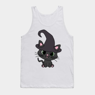 Black Cat in Witch Hat Tank Top